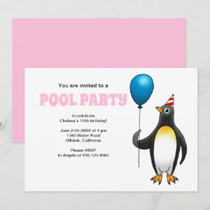 Convite Festa de Aniversário na Piscina de Verão
