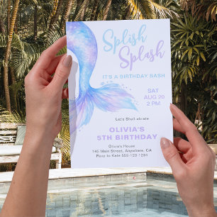 Convite Festa de Aniversário na Piscina de Verão da Sereia