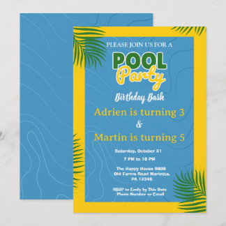 Convite Festa de Aniversário na Piscina Legal