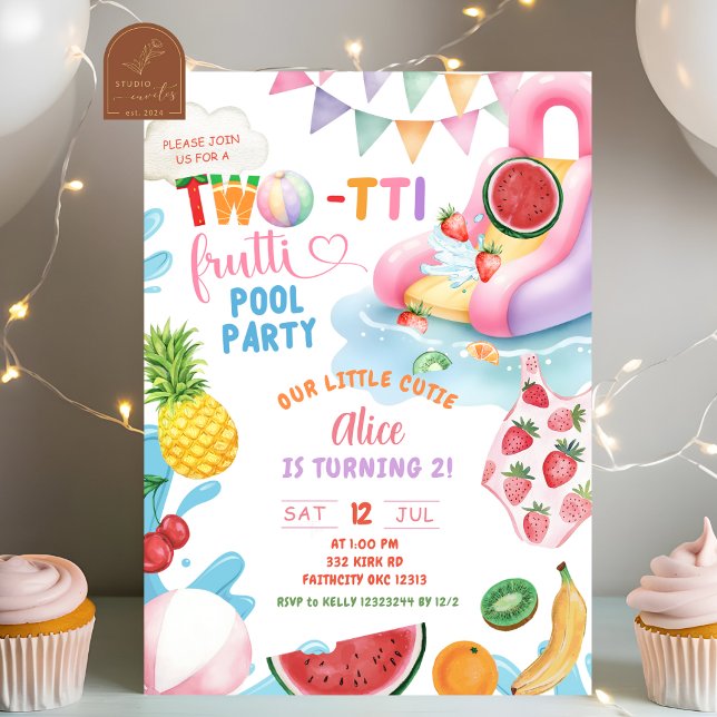 Convite Festa de Aniversário na Piscina TWOtti Frutti 2º A (Criador carregado)