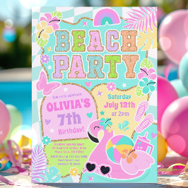 Convite Festa de Aniversário na Praia Préppy de Verão