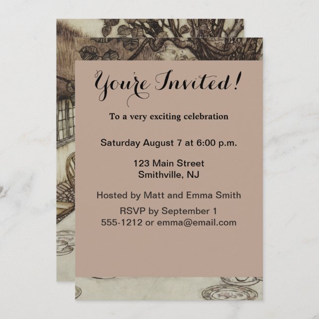 Convite Festa de Aniversário Não Aniversário da Alice e do (Frente/Verso)