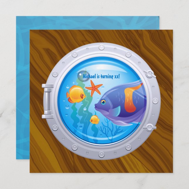 Convite Festa de aniversário náutica (Frente/Verso)