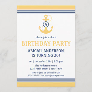 Convite Festa de aniversário Náutica Amarela Convida com