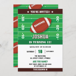 Convite Festa de aniversário Negra Verde de Futebol