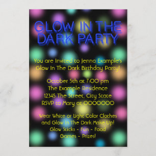 Convite Festa de Aniversário Neon Brilho no Escuro