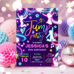 Convite Festa de aniversário Neon Glow Jump Party<br><div class="desc">Festa de aniversário Jump Neon Glow Jump Convite de festas Todos os designs são © PIXEL PERFECTION PARTY LTD</div>