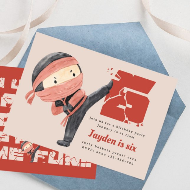 Convite Festa de aniversário Ninja, Boys 6 Birthday (Criador carregado)