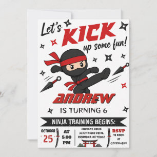 Convite Festa de Aniversário Ninja Pessoal para menino