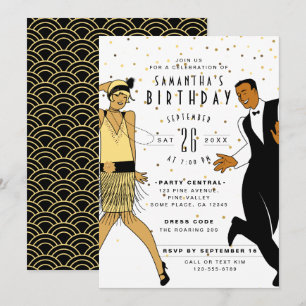 Convite Festa de Aniversário NO AGE Art Déco/Gatsby/anos 2