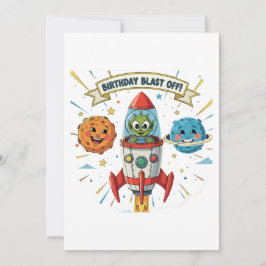 Convite Festa de Aniversário no Ar! Alien Fofo em Nave Esp