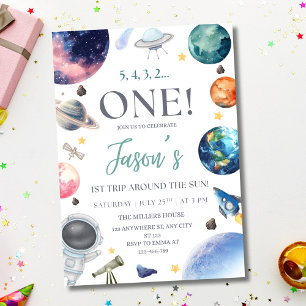 Convite Festa de Aniversário no Espaço Sideral Astronauta 