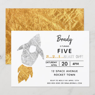 Convite Festa de Aniversário no Espaço Sideral com Nave Es