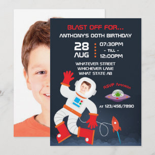 Convite Festa de Aniversário no Espaço Sideral personaliza