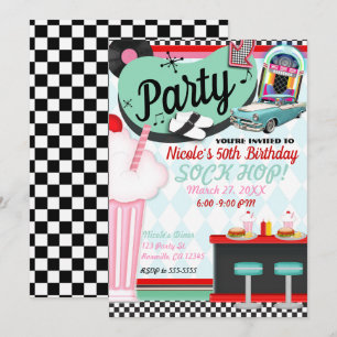 Convite Festa de Aniversário no Estilo Retro Vintage Lanch