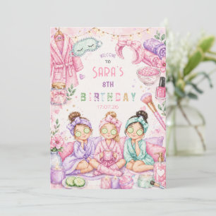 Convite Festa de Aniversário no Spa Fofo para Meninas Pija