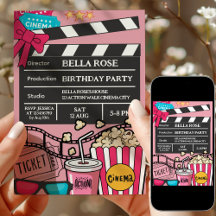 Festa de Aniversário Noite de Filme Rosa Para Meni