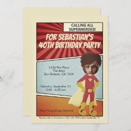 Convite Festa de aniversário Novidade da banda desenhada d