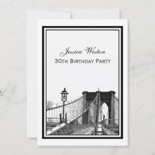 Convite Festa de Aniversário NYC Skyline Brooklyn Bridge #