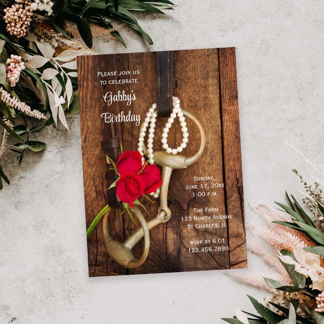 Convite Festa de aniversário Ocidental do Bit do Cavalo da (Criador carregado)