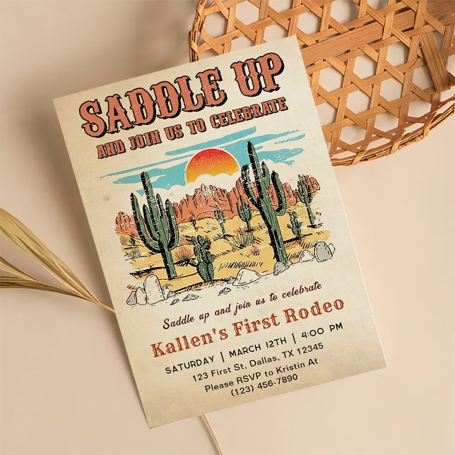 Convite Festa de aniversário Ocidental do Rodeo Selvagem d (Criador carregado)