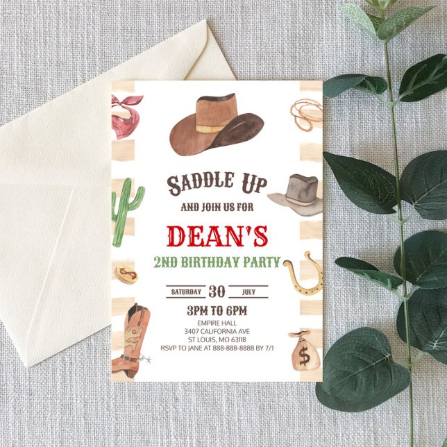 Convite Festa de aniversário Ocidental do Rodeo Selvagem d (Criador carregado)