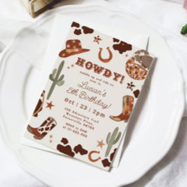Convite Festa de aniversário Ocidental Wild Cowboy País Oc