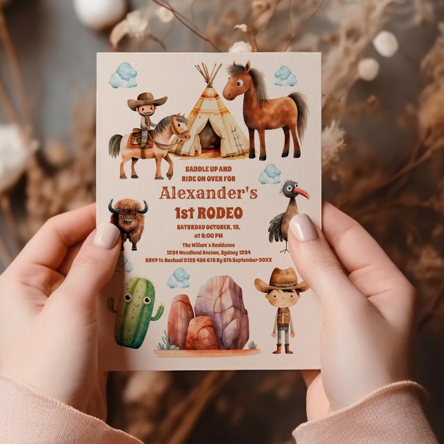 Convite Festa de aniversário Ocidental Wild Cowboy País Oc (Criador carregado)