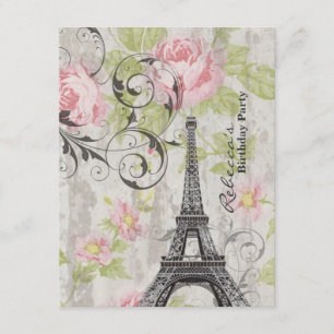 Convite festa de aniversário parisiense da torre Eiffel