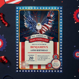 Convite Festa de Aniversário Patriótica Águia Americana