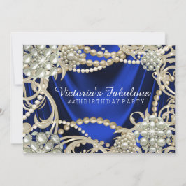 Convite Festa de Aniversário Pérola Azul Real Glam