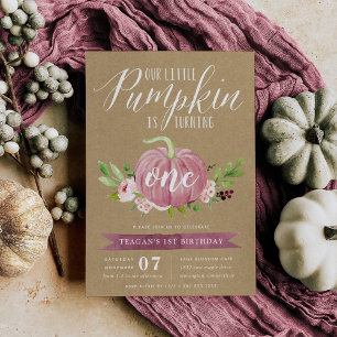 Convite Festa de Aniversário Personalizada Abóbora Rosa Id