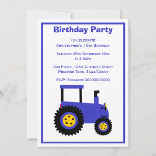 Convite Festa de Aniversário Personalizada Blue Tractor De