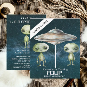 Convite Festa de Aniversário Personalizada de Alien do Esp