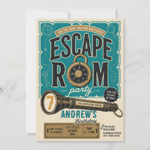Convite Festa de aniversário personalizada de Escape Room