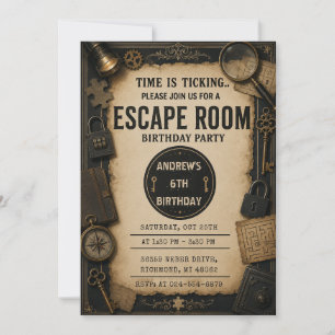 Convite Festa de aniversário personalizada de Escape Room
