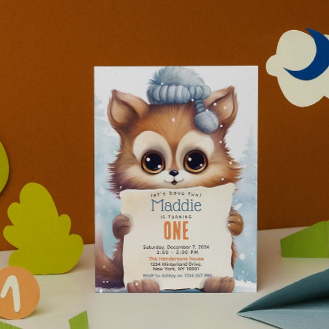 Convite Festa de aniversário Personalizada de inverno para (Criador carregado)