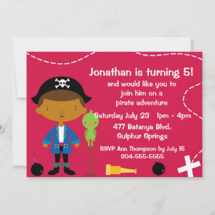 Convite Festa de aniversário Personalizada de Pirata e Pa