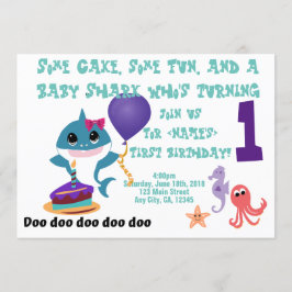 Convite Festa de aniversário Personalizada de Tubarão-Bebê