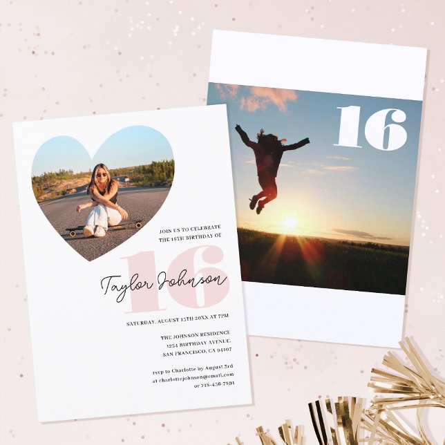 Convite Festa de aniversário Personalizada, Foto do Coraçã (Criador carregado)