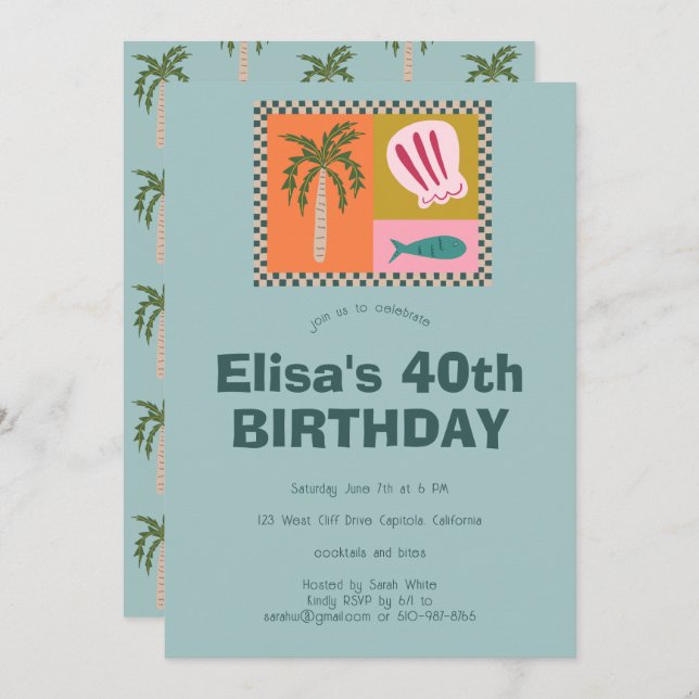 Convite Festa de aniversário PERSONALIZADA Moderna de Soir (Frente/Verso)