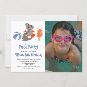 Convite Festa de Aniversário Personalizada na Piscina com
