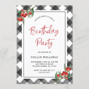 Convite Festa de aniversário Personalizada Preta e Branca 