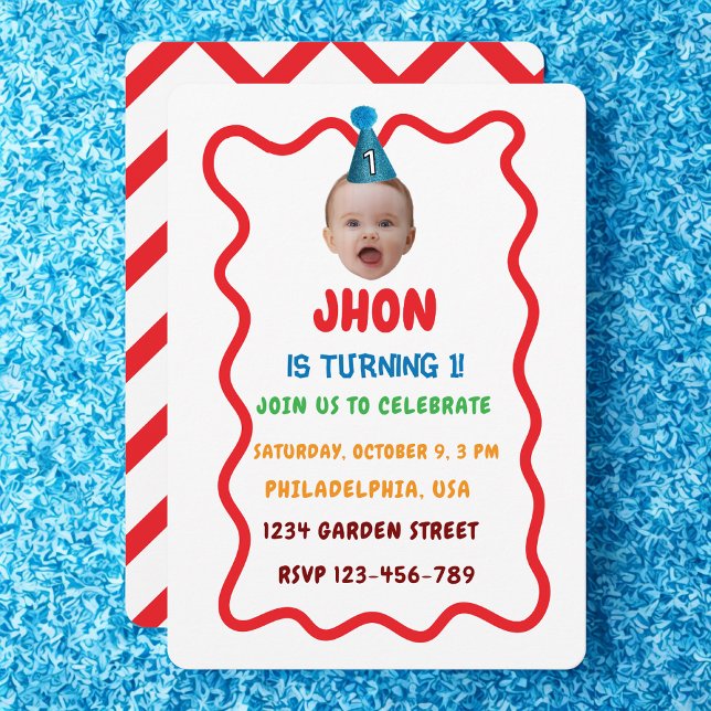 Convite Festa de Aniversário Personalizada, primeiro anive (Criador carregado)