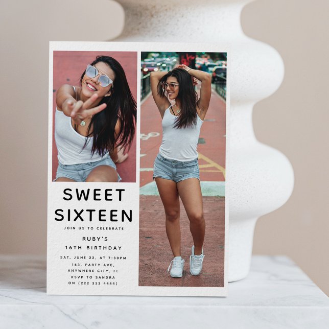 Convite Festa de aniversário personalizada 'SWEET 16' 2 Fo (Criador carregado)