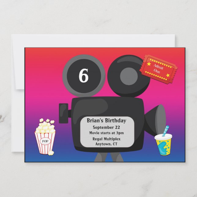 Convite Festa de Aniversário Personalizável com Tema de Fi (Frente)