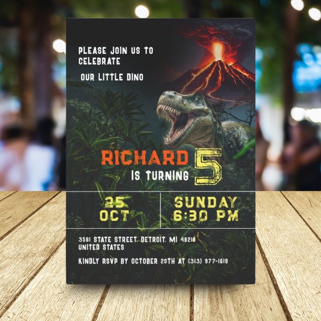 Convite Festa de aniversário Personalizável Do Dinossaur L (Criador carregado)