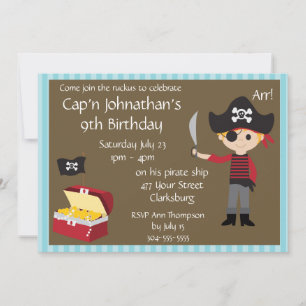 Convite Festa de aniversário personalizável do Pirate Bo