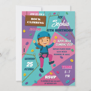 Convite Festa de Aniversário Pessoal de Menina de Escalada
