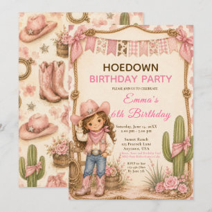 Convite Festa de Aniversário Pink Cowgirl Hoedown